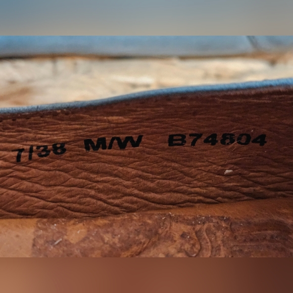 BORN Teal Blue Tooled Leather with Floral Design Flats Size 7 - Picture 10 of 11